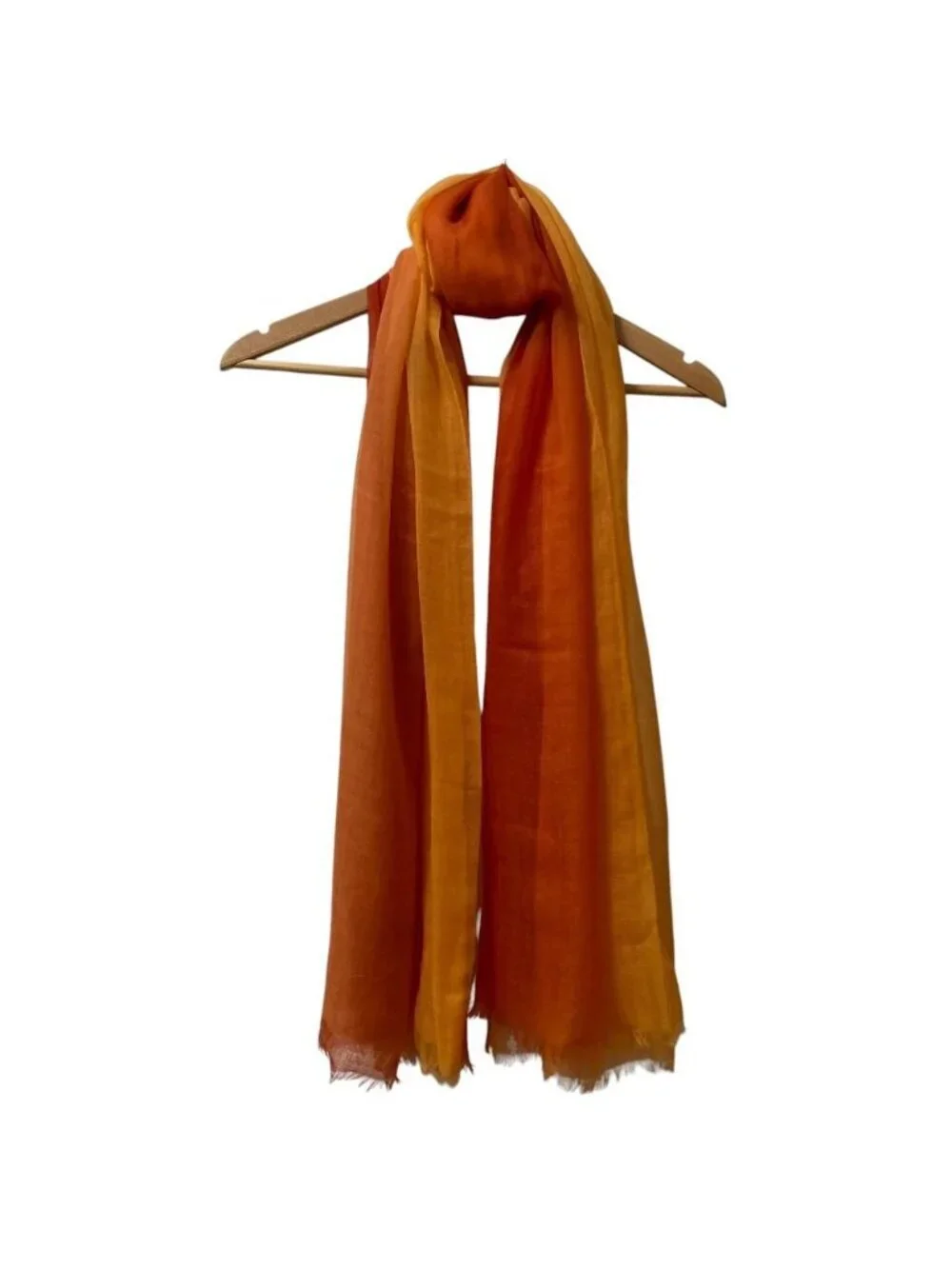 Loro Piana Cashmere 100% Gradation Large Shawl Orange Yellow Scarf
